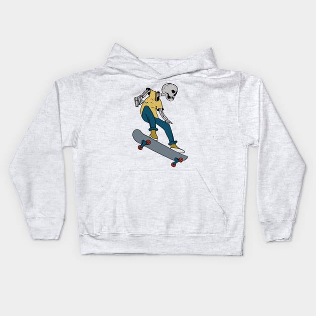 Skate Boarding Illustration Kids Hoodie by Kamran Sharjeel